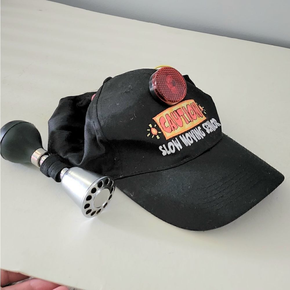 CAUTION Slow Moving Senior Horn Reflector Snapback Adult Cap Hat Over The Hill